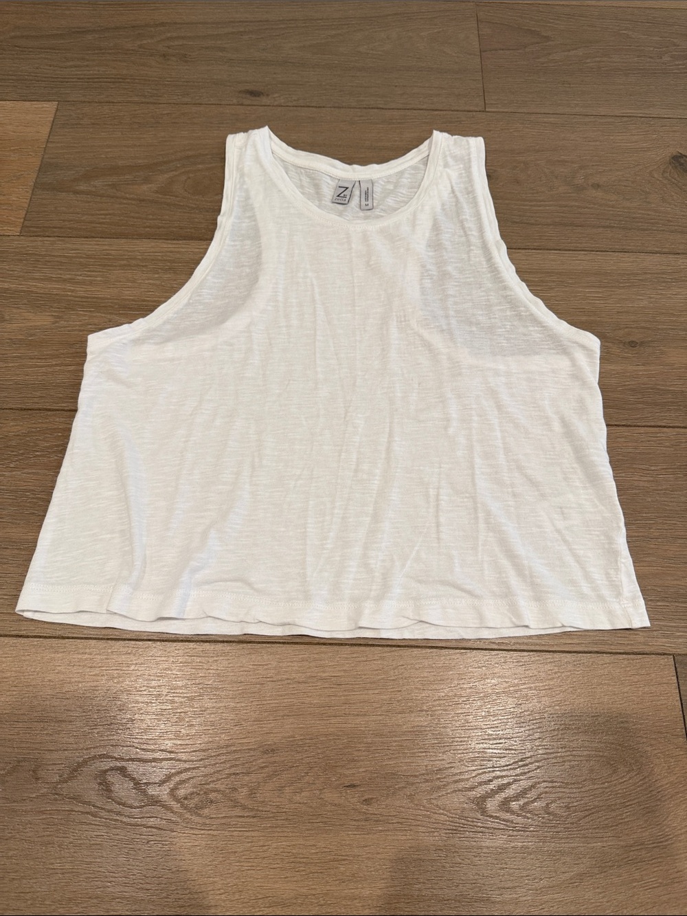 Z By Zella White Heather Women's Tank Top Crew Neck Size Medium